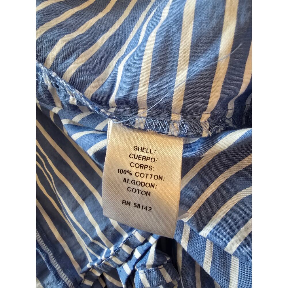 Ivy Blu Blue White Stripe Cotton Shirt Dress Belted High Low Size 14 Summer - Picture 8 of 9